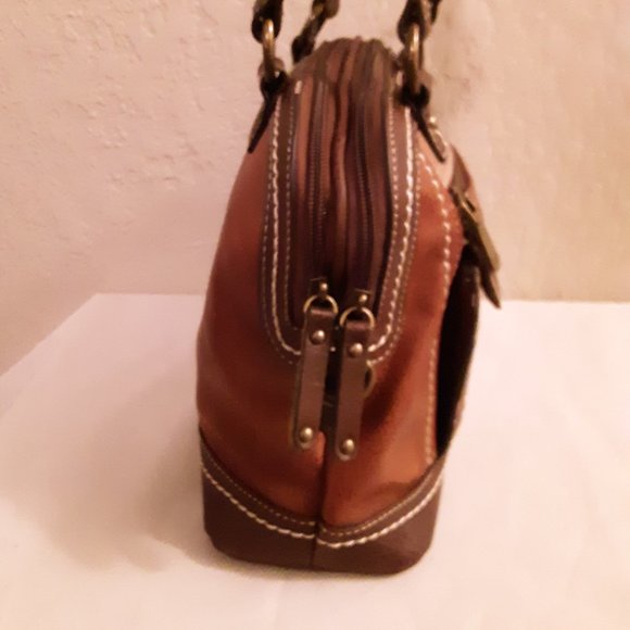 Born Concept Faux Leather Double Zip Woven Satchel Hand Bag - Picture 4 of 12